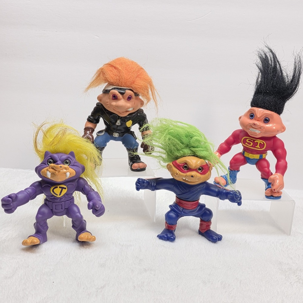 Vintage Battle Trolls 1992 Lot Of 4, Super Troll , CT, Officer PATROLL, Ninja